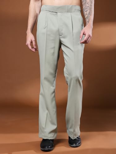 Image of Gurkha Pants for Men | Trouser for Men | Formal Pant | Classic Button | Bell Button High Waist Pleated Casual Trousers | Flared Leg Pants for Office Smart Casual Travel Party