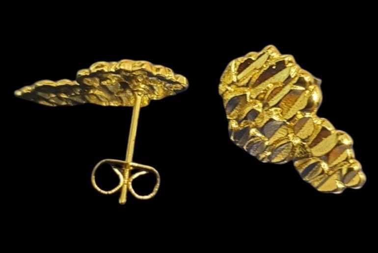 Gold Plated Nugget Stud Earrings for Everyday Wear - Image 5