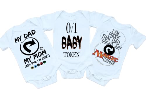 Magic Nerd Baby Bodysuit MTG 3 Pack Gift Set for Infant Toddler Kid Shirt Tapped Token Proof ProTour Champ Gathering