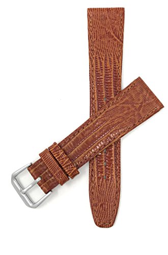 Preisvergleich Produktbild Leder Uhrenarmband 16mm, Hellbrun, dünn, Eidechsenmuster, auch verfügbar in schwarz, braun und blau