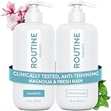 Routine Wellness Shampoo & Conditioner Set - Strengthening & Volumizing for Thinning Hair - Promotes Full, Voluminous, Healthy Hair - Magnolia & Fresh Rain Set