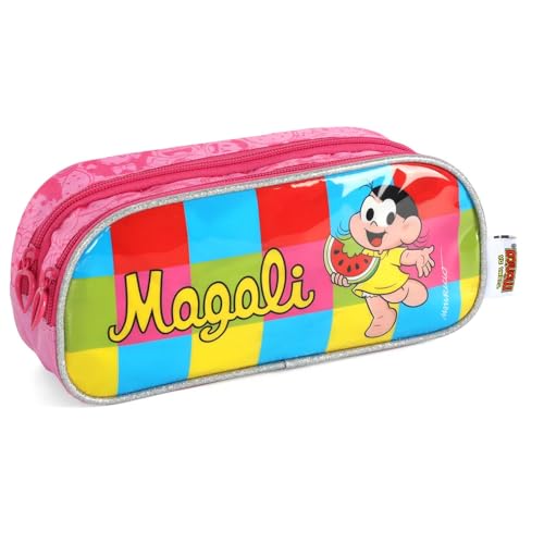 Kit Mochila De Costas Estojo Escolar Infantil Mônica Magali (Rosa)