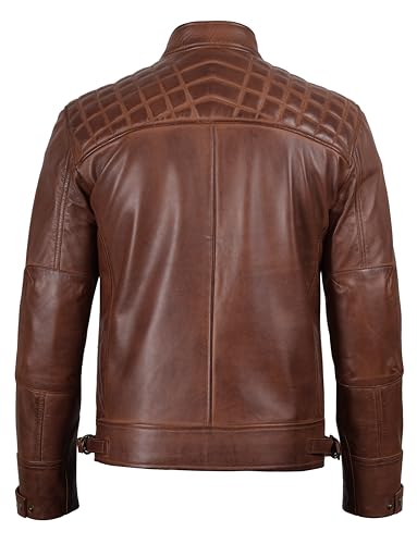 Image of Decrum Leather Jacket Men - Cafe Racer Style Real Lambskin Leather Jackets For Men