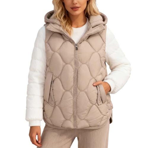 Chaleco mujer para temporada de invierno ligero en color caqui talla L