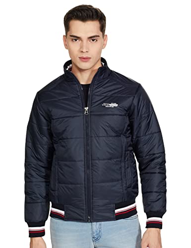 Image of Qube By Fort Collins Men's nylon Standard Length Regular Fit Quilted Bomber Jacket - Winter Warm, Insulated, Ribbed Cuffs, and Stylish Design
