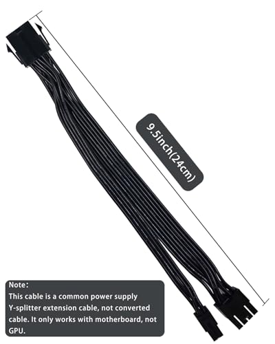 COMeap 8 Pin to 4 Pin CPU Power Adapter, CPU 8 Pin ATX 4 Pin Male Converter Extension Cable for Motherboard 9.5-inch(24cm)