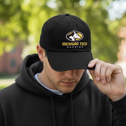 Gorra beisbolera ajustable Michigan Tech negra miniatura 5