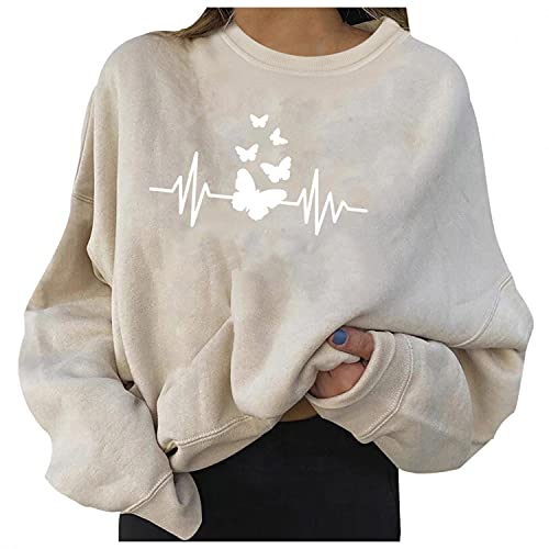 Sweat Femme sans Capuche Chic EléGant DéContracté Grande Taille Pas Cher LâChe Pull Manche...