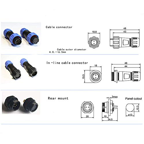 Conector Aviación SP13 Macho + Hembra 3 Pines IP68 miniatura 7