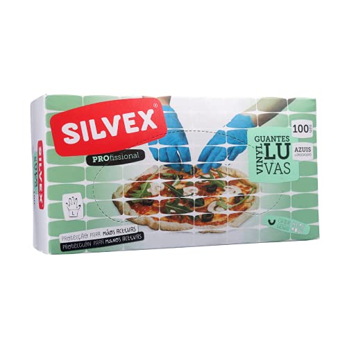 Silvex Guantes de Vinilo Azul L (100 UNI)