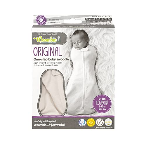 Image of Woombie Eucalyptus Leaf Tencel Sweaddling Blanket - Ultra Soft, Soothing Eucalyptus Fiber Newborn Swaddle - Wearable Baby Blanket - Cream, 5-13lbs