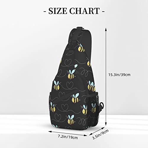 WURTON Bumble Bees Print Crossbody Backpack Shoulder Bag Cross Chest Bag For Travel, Hiking Gym Tactical Use2