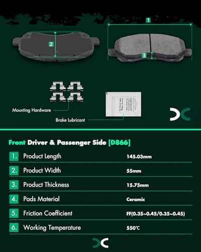 Image of SCITOO D866 D1679 Front and Rear Ceramic Disc Brake Pad Set 8PCS w /Hardware Fit For Mitsubishi For Outlander 2014-2020,For Outlander Sport 2016-2024