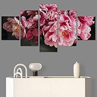 SIGNWIN 5 Panel Canvas Wall Art Modern Art Bohemian Bouquet Colorful Cool Floral Group Multicolor Photography Realism for Home Decorations Ready to Hang - 60