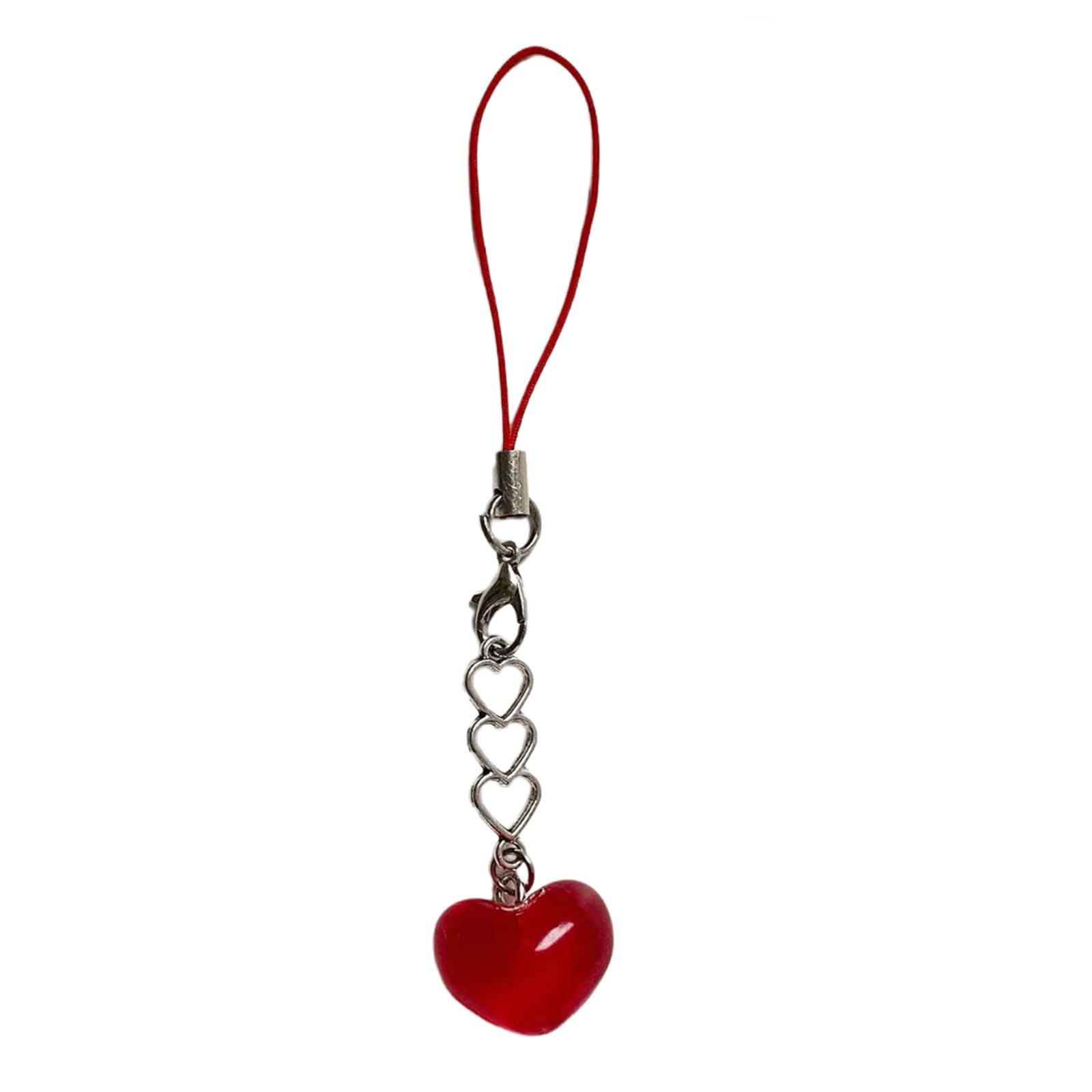 NEWFT Fashion Heart Keychain Mobiles Phone Charm Handmade Love Shaped Keyring Ornament Stylish Pendant for Bag and Backpacks