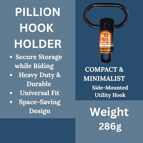 Image of PATHAK Pillion Holder Hook Compatible for Royal Enfield Classic 350, Bullet 350 Accessories All, Hunter, Meteor, Thunderbird - Heavy-Duty Universal Bike Accessories, Black
