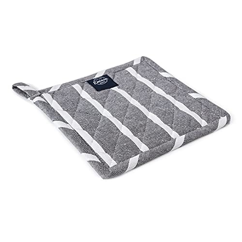 Image of Encasa XO Oven Microwave Pot Holders Trivets 21 cm (2 pc) for Kitchen Cooking & Baking - Heat Resistant, Thick & Safe, Protection of Hands from Hot Utensils, Grill, BBQ - Roma Grey Stripes