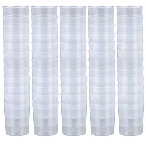 Set of 100 Plastic Measuring Beakers, 3.4 Oz (100Ml) Clear, Graduated for Resin, Paint, Essential Oils, Thick-Walled for Laboratories