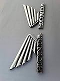 honda aufkleber tank ABS Schwarz und Chrom 90x70mm Chrom Flügel Motorrad Abzeichen Emblem Motorrad Kraftstofftank Aufkleber