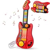 Guitarra para Niños y Niñas, 2 en 1 Juguete de Guitarra Plegable Con Teclado de Piano, Luz, Sonido y Melodías, Juguetes...