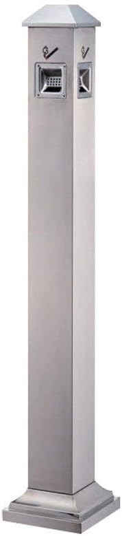 Waste Bins,Outdoor Ashtray Trash Can Wastebasket Outdoor Stainless Steel Vertical Trash Can with Ashtray, 2 Sizes Garbage Container Bin/Grey/a