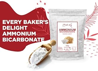 BAKE KING Ammonium Bicarbonate 100gm, Agent Biscuits Food Grade Hornsalt - Hartshorn Perfect for Baking (Cookies and Biscuits)