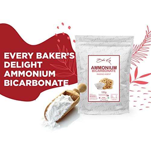 BAKE KING Ammonium Bicarbonate 100gm, Agent Biscuits Food Grade Hornsalt - Hartshorn Perfect for Baking (Cookies and Biscuits)