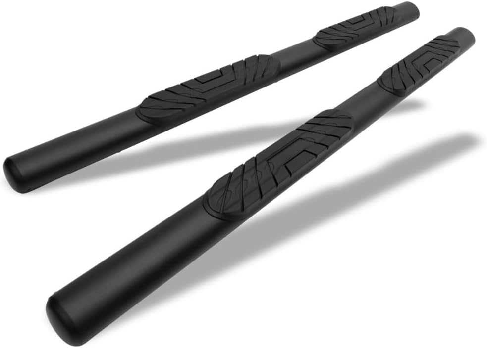 2pcs 4" Step Rail Nerf Bars Running Boards Left Driver Right Passenger Side Oval Straight Textured Powder Coated for Quad Cab ST4S-D117T