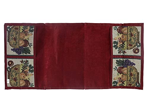 Image of Kuber Industries King and Queen Design Velvet Oven Top Cover - Maroon (CTKTC03346)