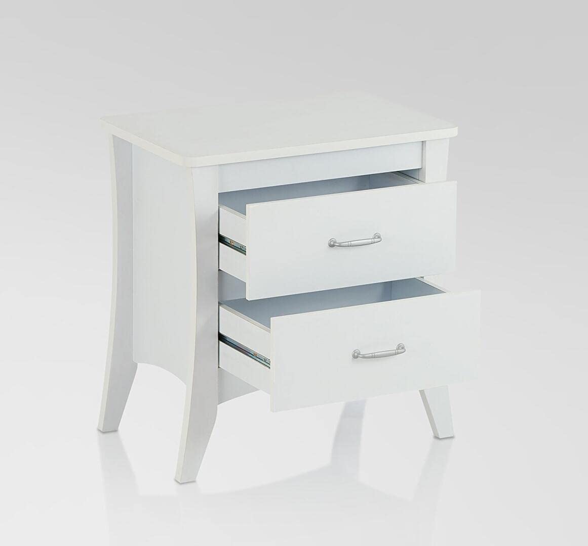 HomeRoots 25" White Wood Two Drawer Nightstand