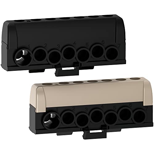 Schneider Electric - Resi9 - lot de 2 borniers phase - 1 x gris 1 x noir - 6 trous 16² - 1 trou 35² - R9H13411P