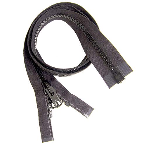Grosse fermeture éclair YKK noire 60 pouces maille 10 premium à double curseur métal