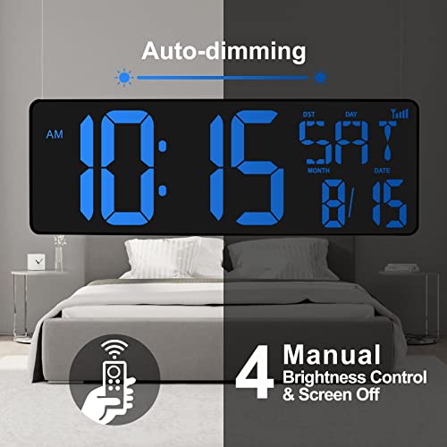 Xrexs Large Digital Wall Clock Wifi Sync, 16.5 In Large Display Wall Clock With Temperature/Date/Week, Led Big Digital Timer Clock, Alarm Clock For Home And Office #TOP5
