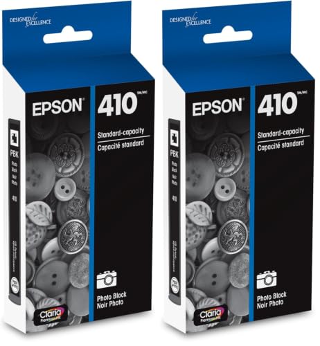 Image of Epson 410 Claria Premium Ink Standard Capacity Photo Black Cartridge (T410120-S) Works with Expression XP-530, 630, 640, 7100, 830 (Pack of 2)