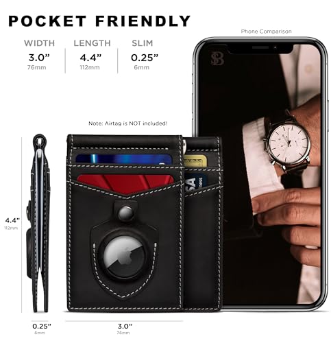 Image of SERMAN BRANDS RFID Blocking Wallet Slim Bifold - Genuine Leather Minimalist Front Pocket Wallets for Men with Money Clip Gift