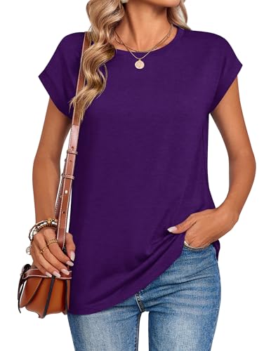 Image of Zeagoo Womens Tops Summer Casual Cap Sleeve Tshirts Shirts Business Dressy Spring Fashion Outfits Trendy Clothes