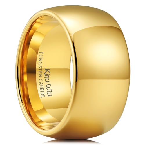 Image of King Will Men's Women's Tungsten Carbide Ring 24k Gold Plated Rose Gold Plated Domed Polished Finish Wedding Band