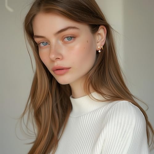 GEORGE · SMITH Sterling Silver Star Earrings for Women, 14K Gold Huggie Hoop Earring Sets for Multiple Piercing, Hypoallergenic Star Stud Set Earrings Stacks for Women Trendy Jewelry3