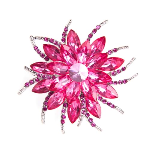 Image of Rhinestone Sunflower Brooch Pin for Women Red Black Purple Large Flower Broochs Snowflake Brooch Marquise Wreath Brooches Jewelry