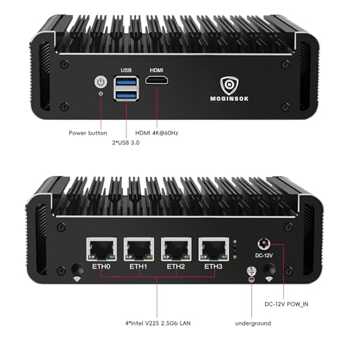 Image of Firewall Appliance 2.5Gbe Intel Celeron N5095 Quad Core, 4*Intel I225-V LAN Fanless Mini PC 8G DDR4 128G M.2 NVMe Support PFSENSE Router /AES-NI /OPNsense