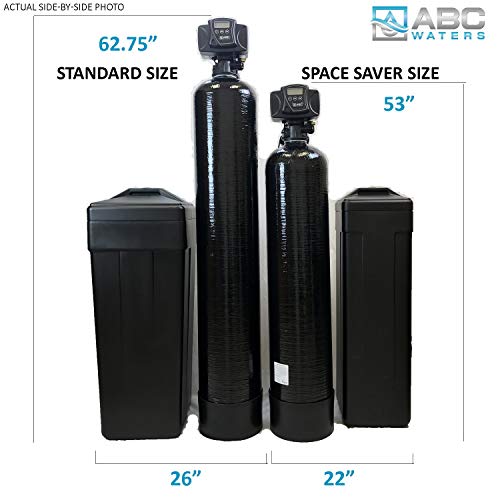 ABCwaters SS8-BLK Space Saver Fleck 5600sxt 48,000 Water Softener with Hardness Test + Install Kit, Black