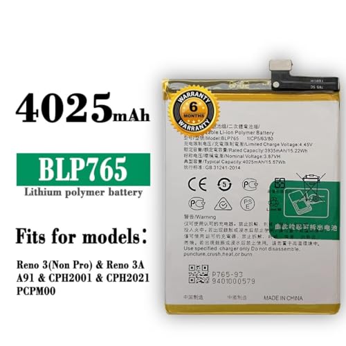 Image of THE BATTERY STORE Original BLP765 Battery for Oppo Reno 3 / A91 / F15 CHP2001 / CPH2021 PCPM00 Battery with 6 Month Warranty** (PR164)