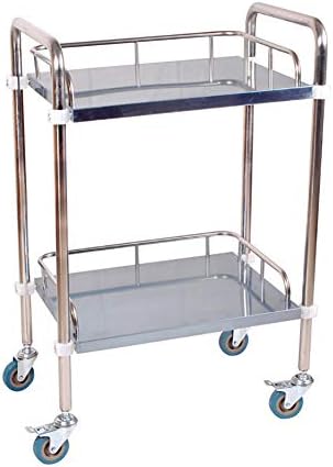 Utility Carts 2-Tier Stainless Steel, Medical Equipment Trolley, Beauty Salon Tool Carts, 66×44×86cm (Color : No Drawer)