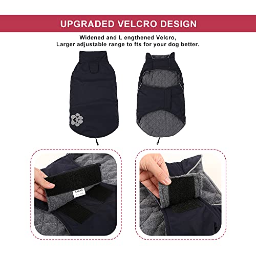 Dog Winter Coat Dog Clothes Waterproof Windproof Dog Jacket Warm Dog Vest For Cold Weather Dog Fleece Jacket With Reflective Stripe For Camping Hiking Walking - Blue - L #TOP4