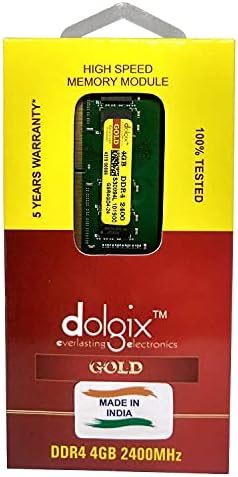 Dolgix Gold 4GB DDR4 RAM | 2400MHz RAM| Laptop/Notebook RAM| CL- 17 |Laptop Memory| SO-DIMM | PC4-19200|1Rx8 Single Ram | 5-Years Warranty- (Made in India)
