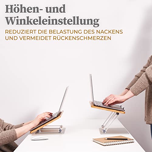 Hennez Laptop Ständer aus Holz mit höhenverstellbarem Design