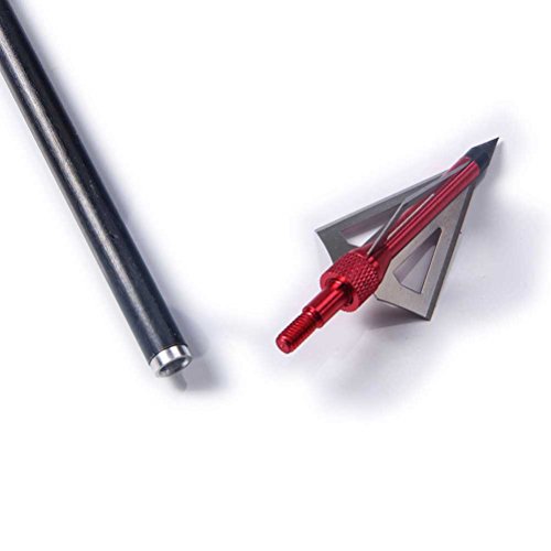 Pg1Archery 12 Pack 3 Fixed Blade Archery Hunting Broadheads 100 Grain With Case Arrow Head Screw-In Tips For Compound Bow & Crossbow Red #TOP2