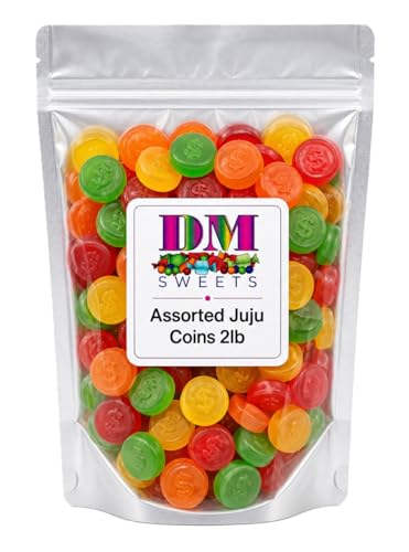 Assorted JuJu Gummy Coins – 2 lb Bulk Bag – Cherry, Orange, Lemon & Lime – Soft & Chewy Dollar‑Stamped Candy – Retro JuJu Treats for Parties, Candy Buffets & Snacking