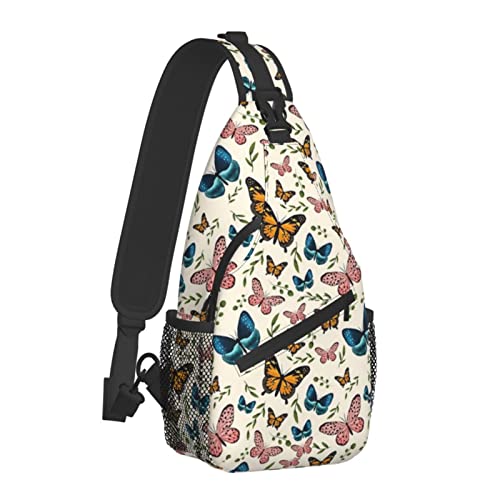Cute Butterfly Sling Bag Crossbody Chest Daypack Casual Backpack Travel Hiking Shoulder Bags for Women Men2