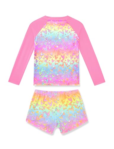 Image of Girls Rash Guard Swimsuit Two Piece Long Sleeve Bathing Suits